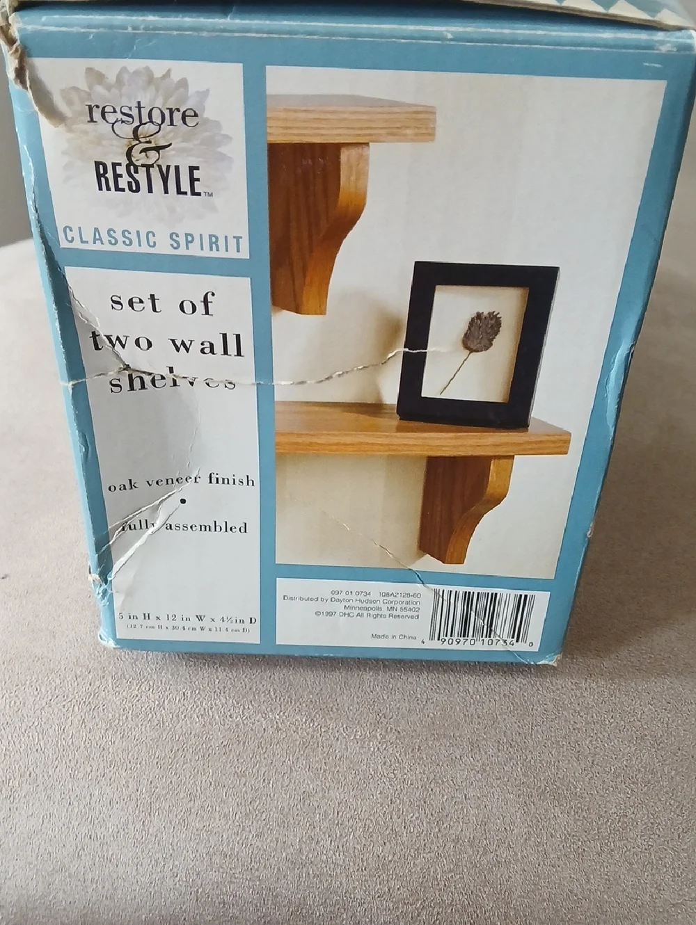 Classic Spirit Oak Finish Wall Shelves - Set of 2